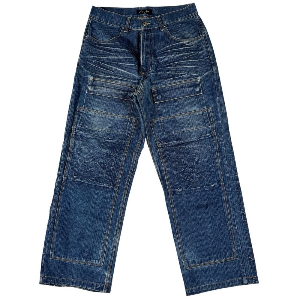 Vintage Y2k Sean John Double Knee Baggy Wide Leg Denim Jeans Grunge Men’s 34x29